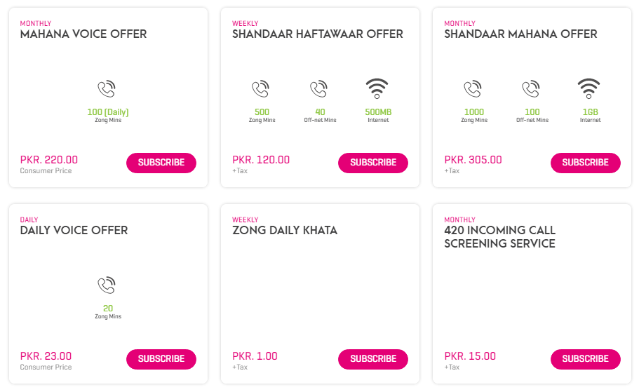 Zong Call Packages LATEST 2025